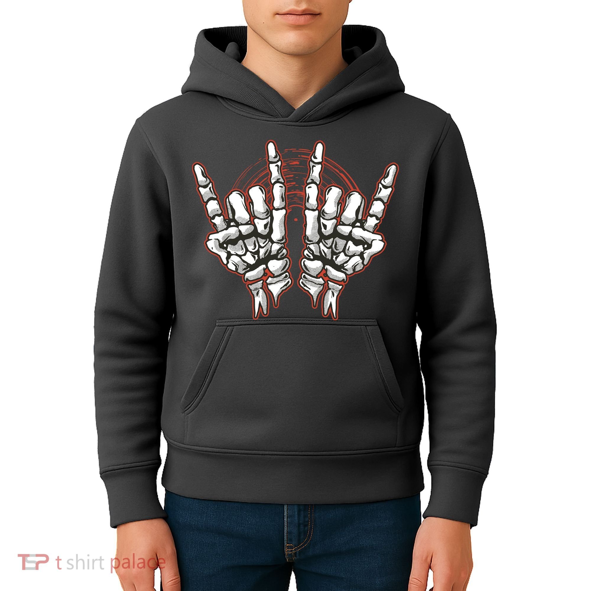 Skeleton Hands Rock And Roll Kids Hoodie
