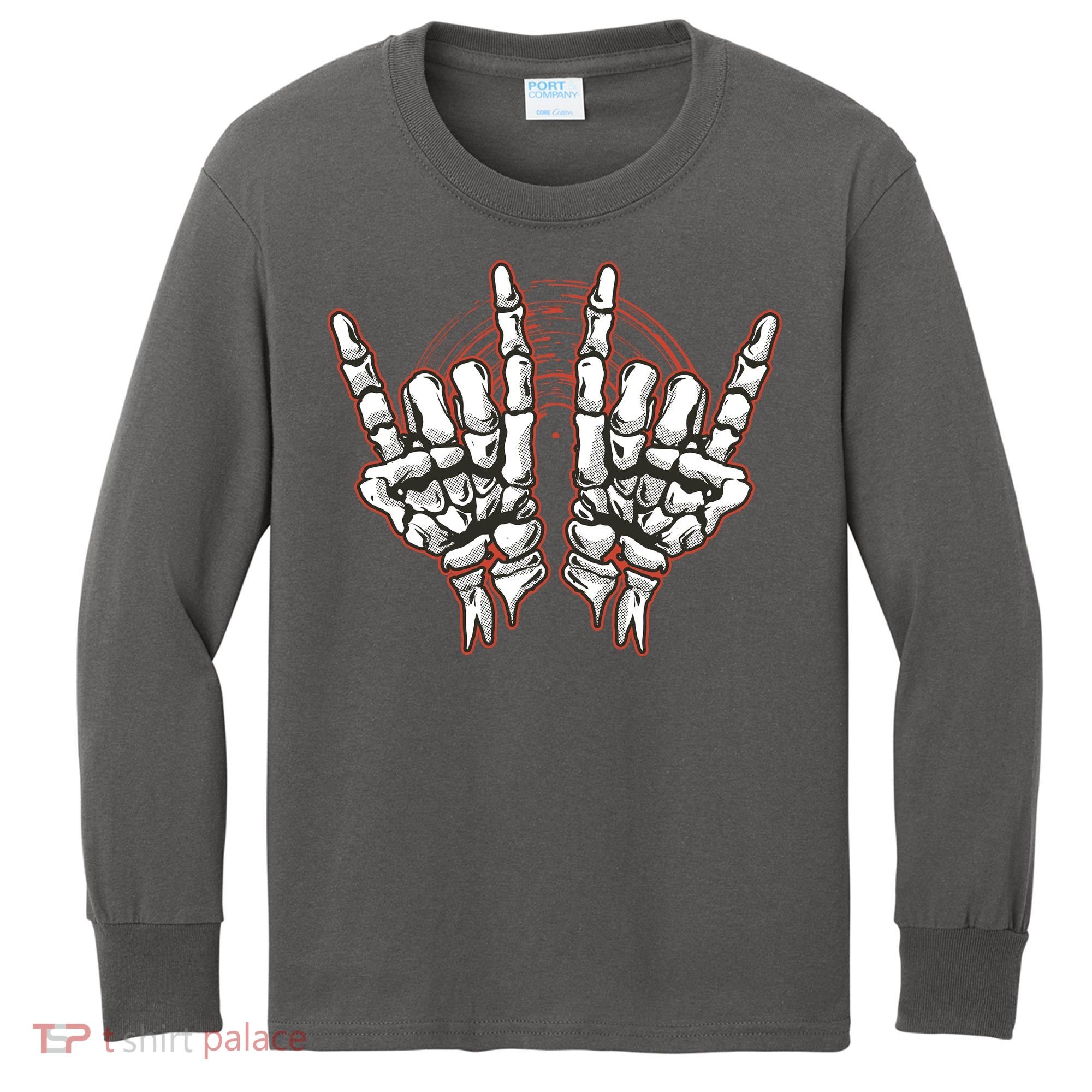 Skeleton Hands Rock And Roll Kids Long Sleeve Shirt