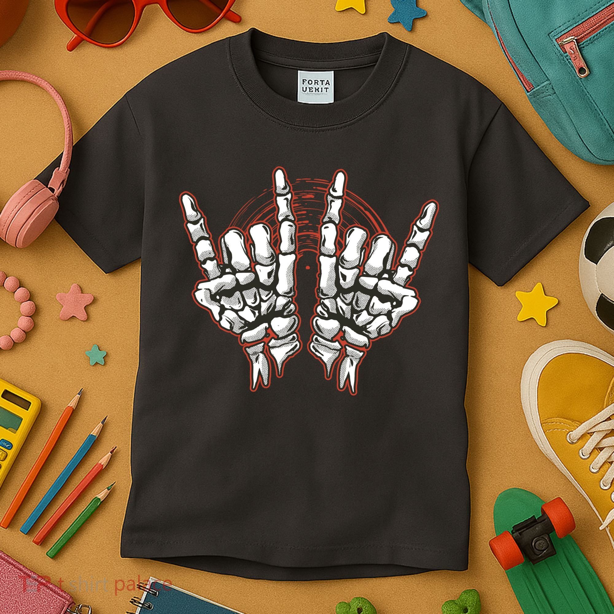 Skeleton Hands Rock And Roll Kids T-Shirt