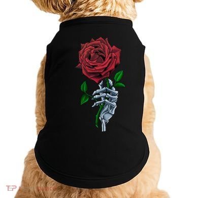Skeleton Hand Red Rose Flower Doggie Tank