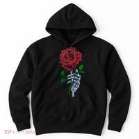 Skeleton Hand Red Rose Flower Hoodie thumb 0