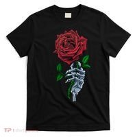 Skeleton Hand Red Rose Flower T-Shirt thumb 0