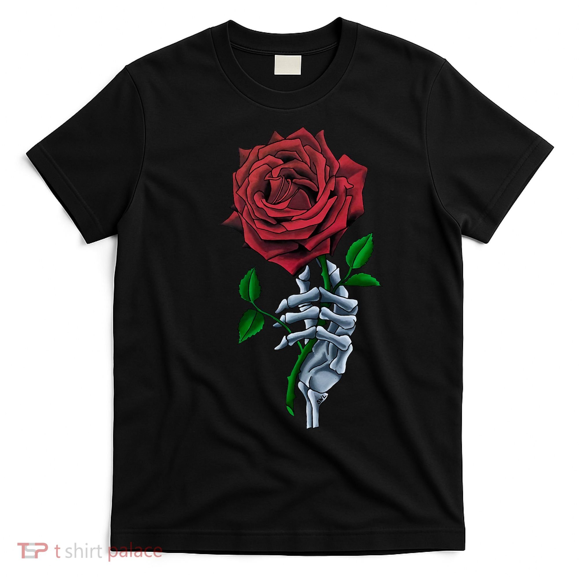 Skeleton Hand Red Rose Flower T-Shirt