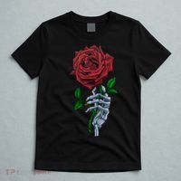 Skeleton Hand Red Rose Flower T-Shirt thumb 5