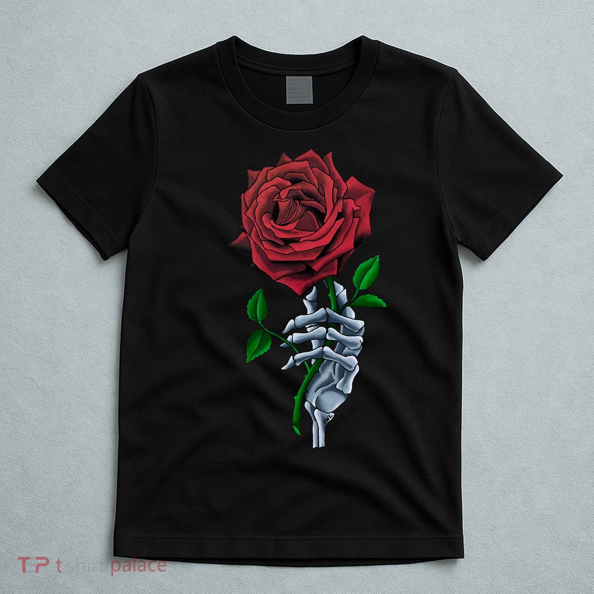 Skeleton Hand Red Rose Flower T-Shirt