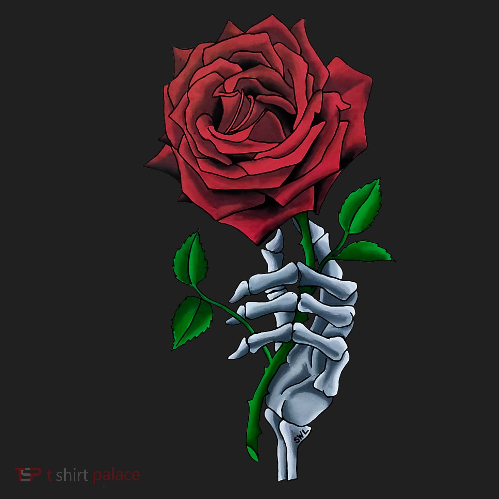 Skeleton Hand Red Rose Flower Beanie