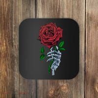 Skeleton Hand Red Rose Flower Coaster thumb 0