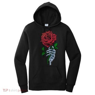 Skeleton Hand Red Rose Flower Women's Hoodie