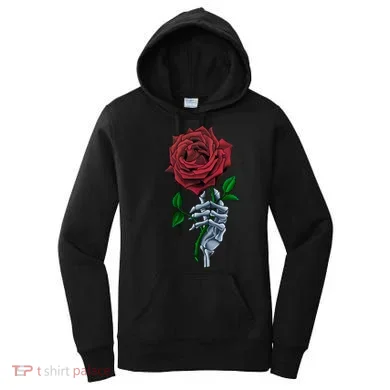 Skeleton Hand Red Rose Flower Women's Hoodie