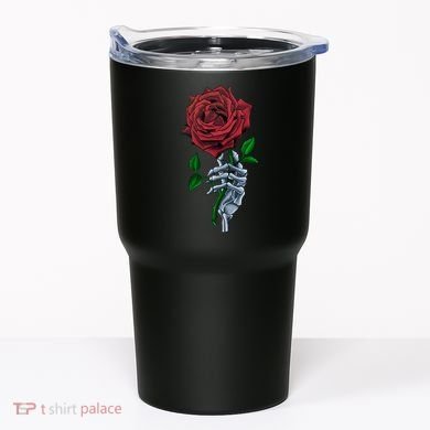 Skeleton Hand Red Rose Flower Tumbler