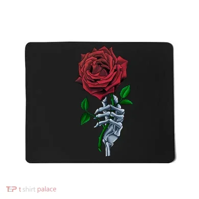 Skeleton Hand Red Rose Flower Mousepad
