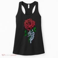 Skeleton Hand Red Rose Flower Women's Tank Top thumb 0