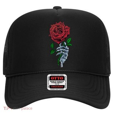 Skeleton Hand Red Rose Flower Hat