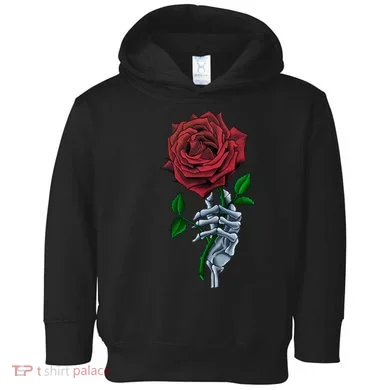 Skeleton Hand Red Rose Flower Toddler Hoodie