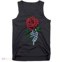 Skeleton Hand Red Rose Flower Tank Top thumb 0