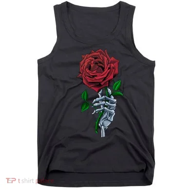Skeleton Hand Red Rose Flower Tank Top