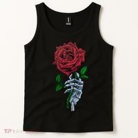 Skeleton Hand Red Rose Flower Tank Top thumb 2