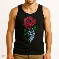 Skeleton Hand Red Rose Flower Tank Top thumb 3