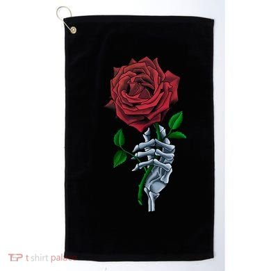 Skeleton Hand Red Rose Flower Golf Towel
