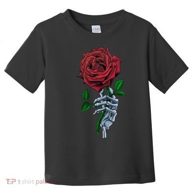 Skeleton Hand Red Rose Flower Toddler T-Shirt
