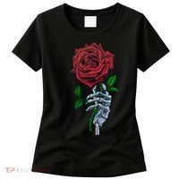 Skeleton Hand Red Rose Flower Women's T-Shirt thumb 0
