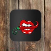 Sexy Hot Red Chili Pepper Lips Coaster thumb 0
