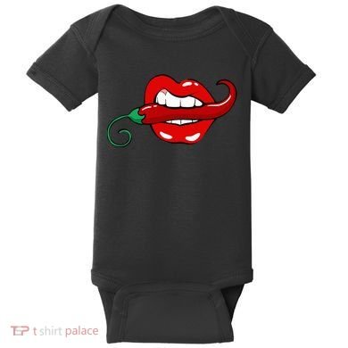 Sexy Hot Red Chili Pepper Lips Baby Bodysuit