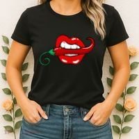 Sexy Hot Red Chili Pepper Lips Women's T-Shirt thumb 2