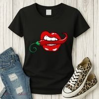 Sexy Hot Red Chili Pepper Lips Women's T-Shirt thumb 3