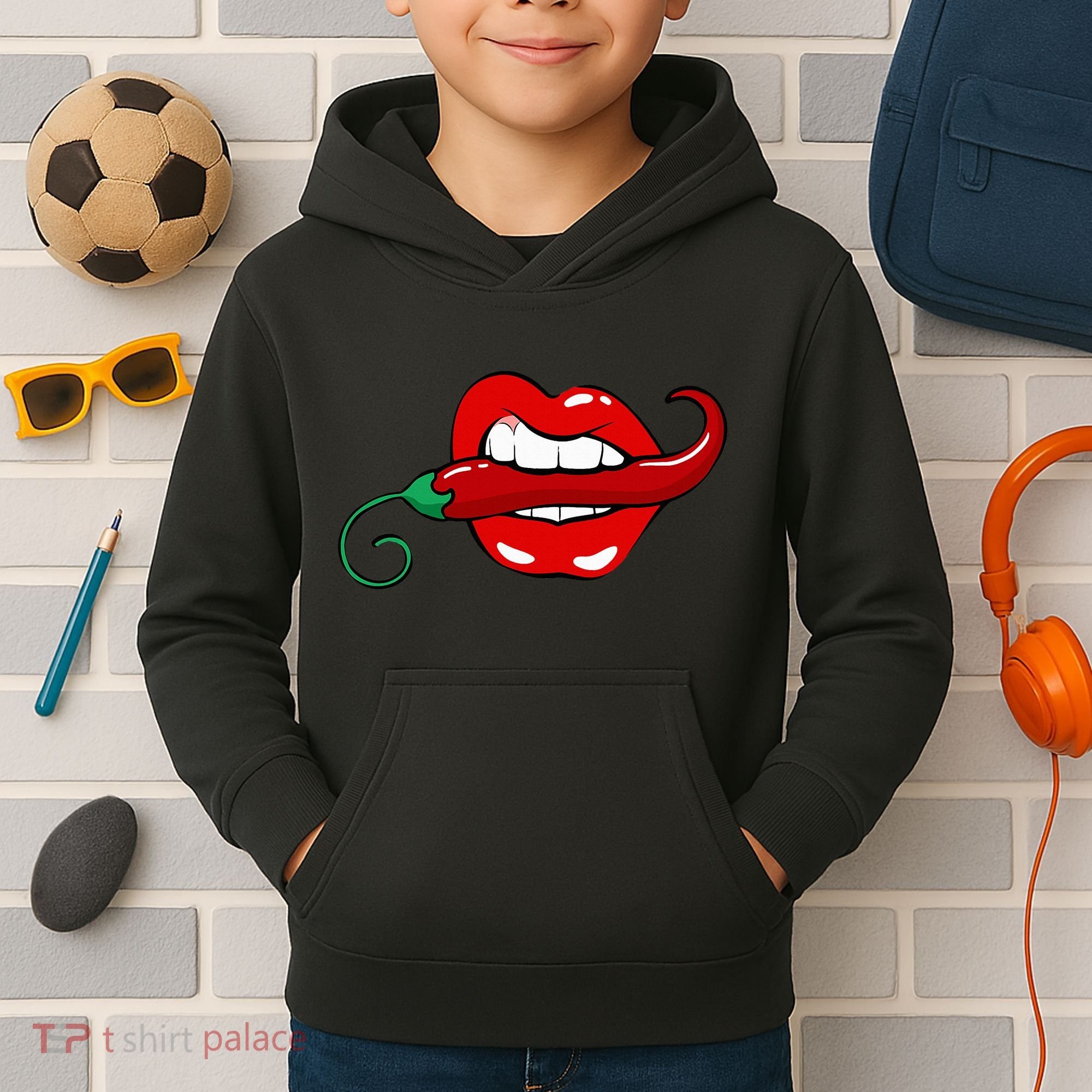 Sexy Hot Red Chili Pepper Lips Kids Hoodie