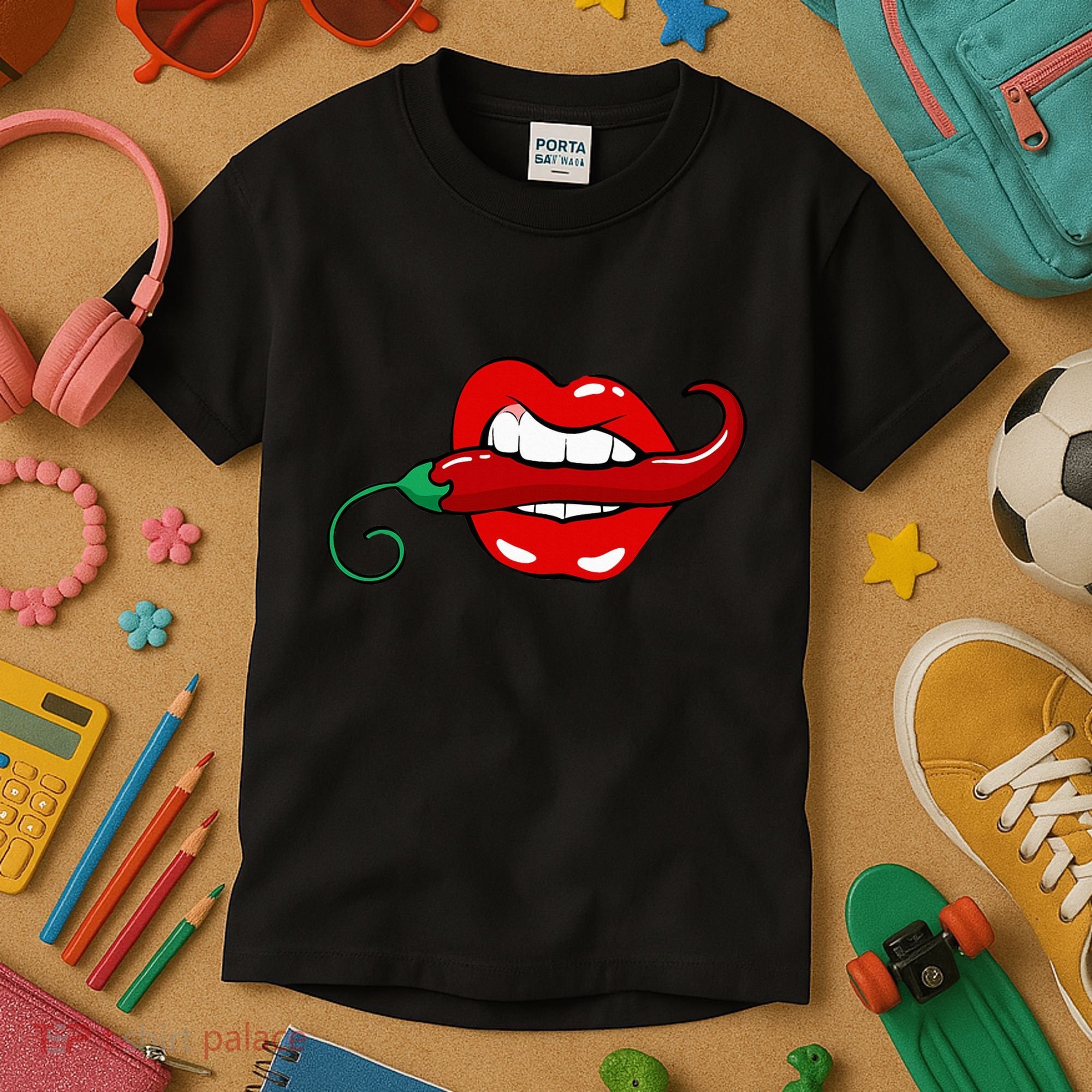 Sexy Hot Red Chili Pepper Lips Kids T-Shirt