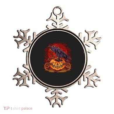 Spooky Halloween Raven Crow Jacklantern Pumpkin Ornament