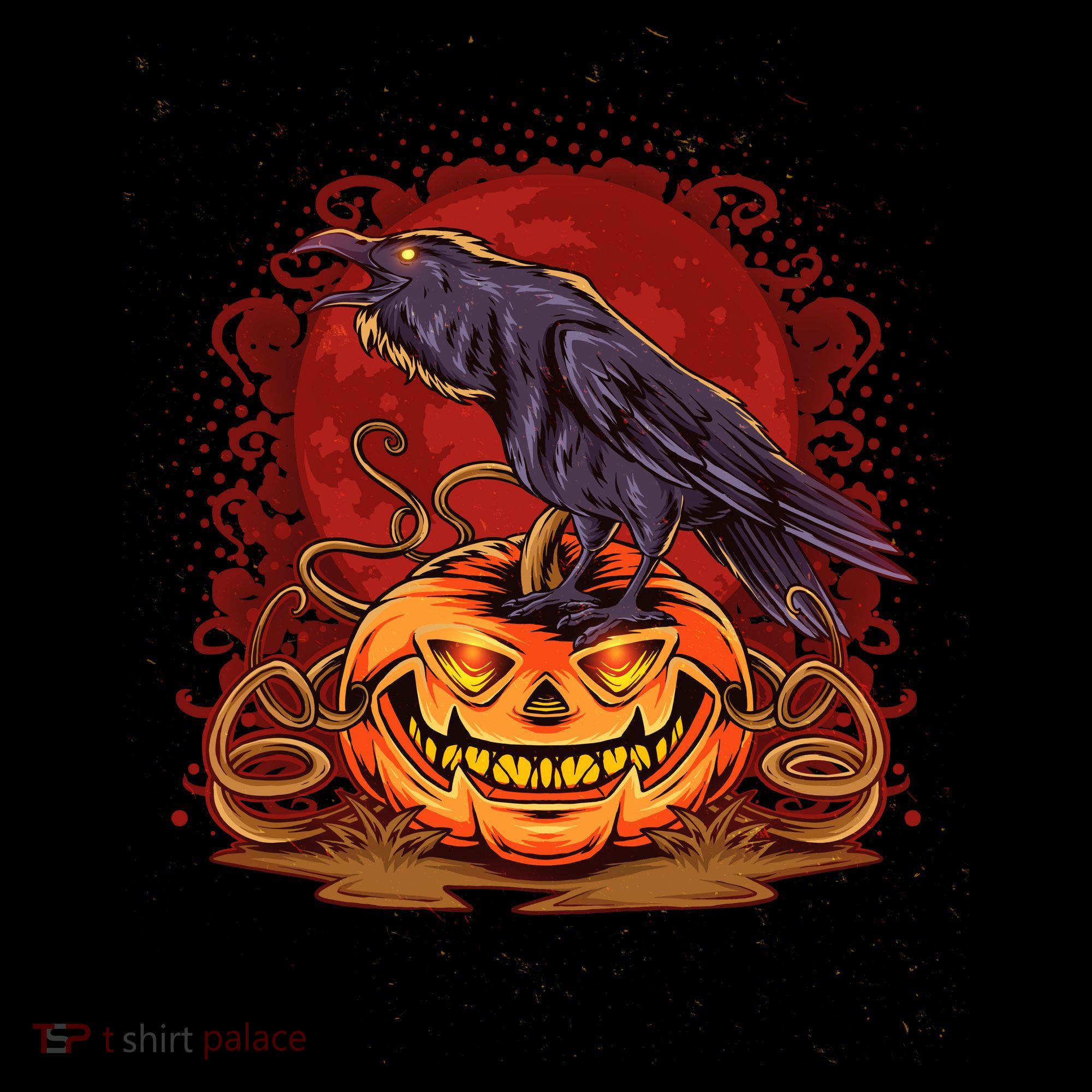 Spooky Halloween Raven Crow Jacklantern Pumpkin Ornament