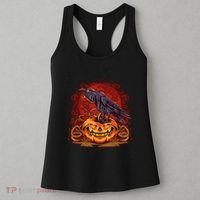 Spooky Halloween Raven Crow Jacklantern Pumpkin Women's Tank Top thumb 3