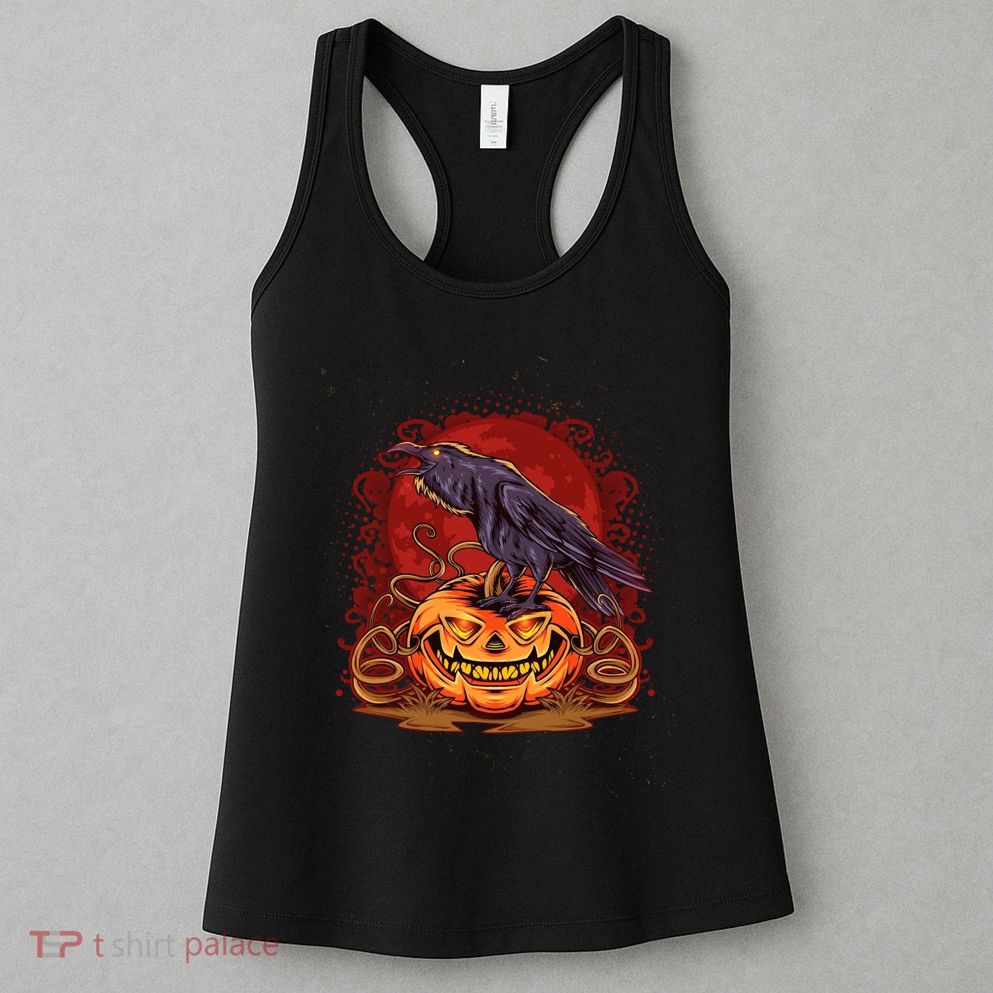 Spooky Halloween Raven Crow Jacklantern Pumpkin Women's Tank Top