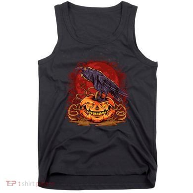Spooky Halloween Raven Crow Jacklantern Pumpkin Tank Top