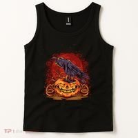 Spooky Halloween Raven Crow Jacklantern Pumpkin Tank Top thumb 2