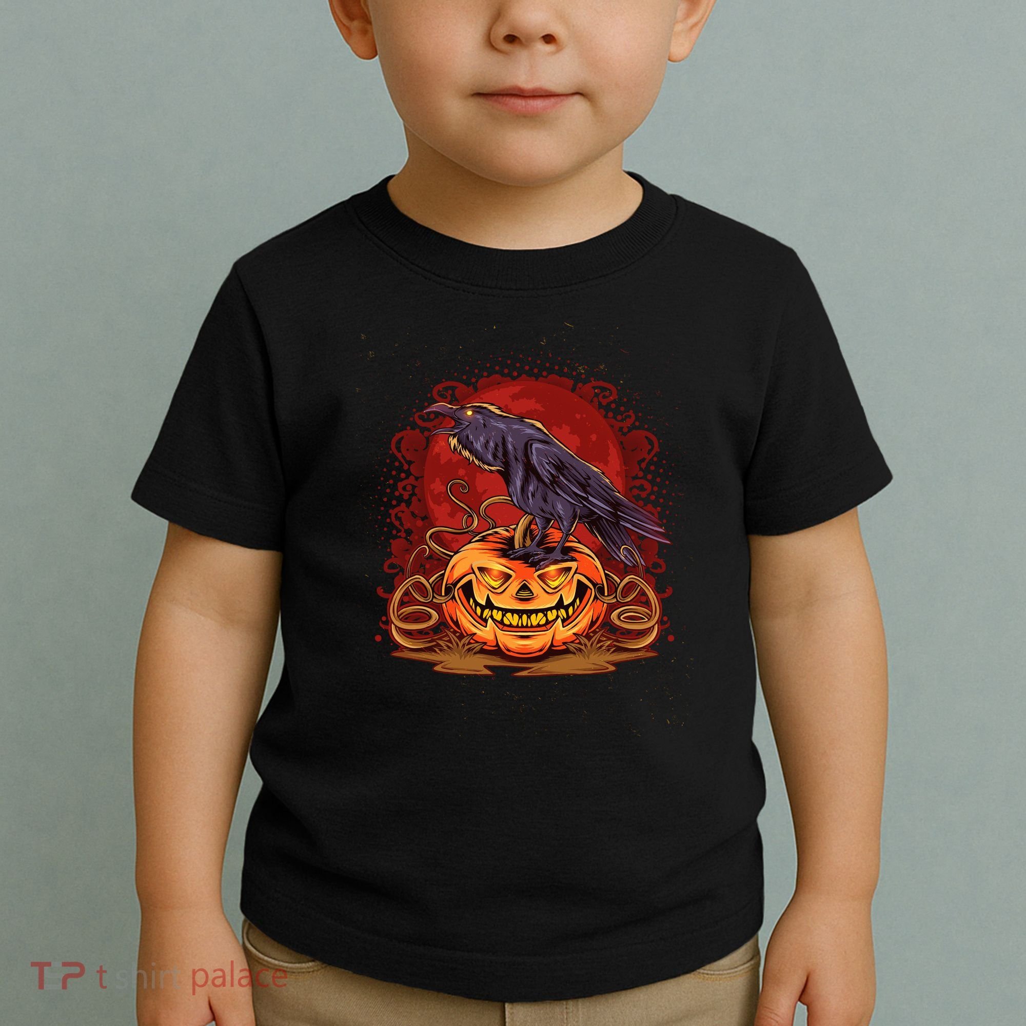 Spooky Halloween Raven Crow Jacklantern Pumpkin Toddler T-Shirt
