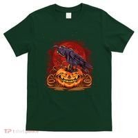 Spooky Halloween Raven Crow Jacklantern Pumpkin T-Shirt thumb 0