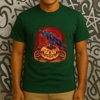Spooky Halloween Raven Crow Jacklantern Pumpkin T-Shirt thumb 3