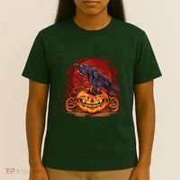 Spooky Halloween Raven Crow Jacklantern Pumpkin T-Shirt thumb 4