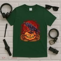 Spooky Halloween Raven Crow Jacklantern Pumpkin T-Shirt thumb 5