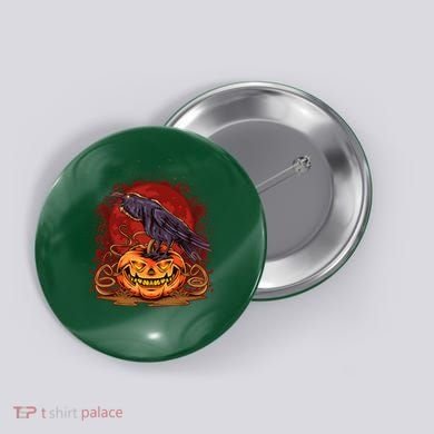 Spooky Halloween Raven Crow Jacklantern Pumpkin Button