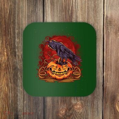 Spooky Halloween Raven Crow Jacklantern Pumpkin Coaster