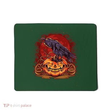 Spooky Halloween Raven Crow Jacklantern Pumpkin Mousepad
