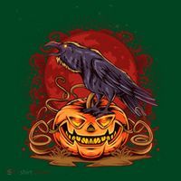 Spooky Halloween Raven Crow Jacklantern Pumpkin Mousepad thumb 1