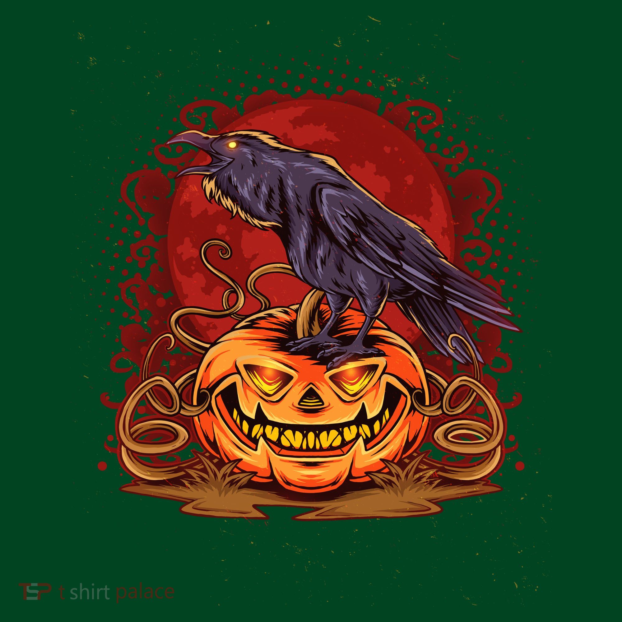 Spooky Halloween Raven Crow Jacklantern Pumpkin Mousepad