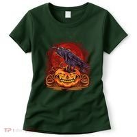 Spooky Halloween Raven Crow Jacklantern Pumpkin Women's T-Shirt thumb 0