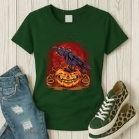 Spooky Halloween Raven Crow Jacklantern Pumpkin Women's T-Shirt thumb 3
