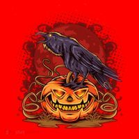 Spooky Halloween Raven Crow Jacklantern Pumpkin Santa Hat thumb 1